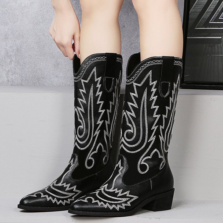 Western High Calf Pull On Women's Boots