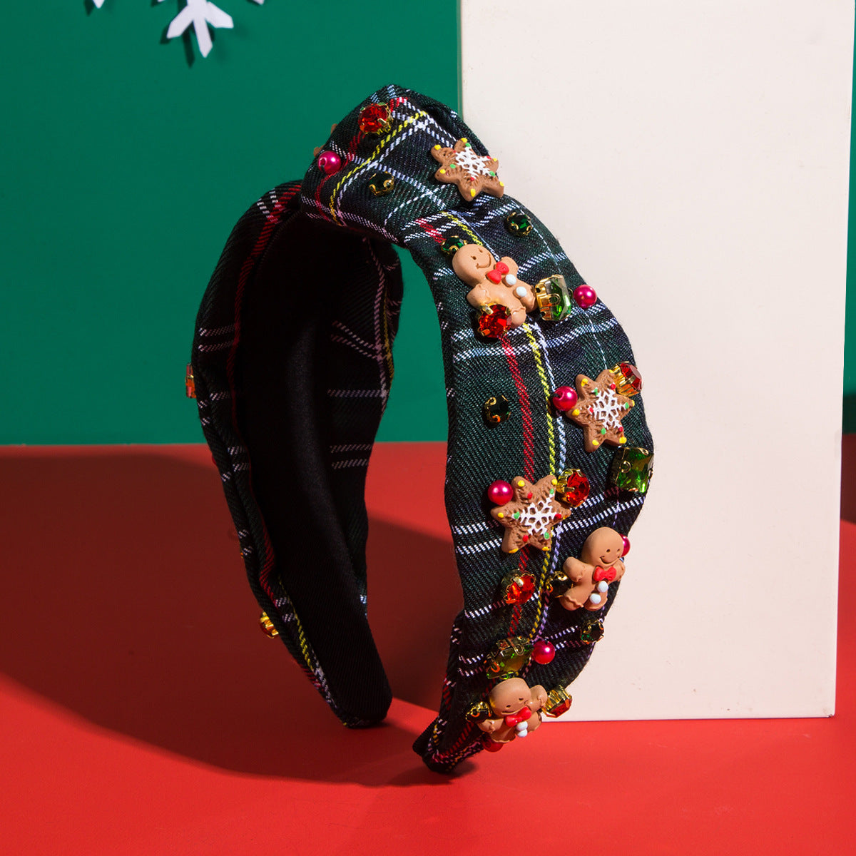 Christmas Red And Green Lattice Gingerbread Man Headband