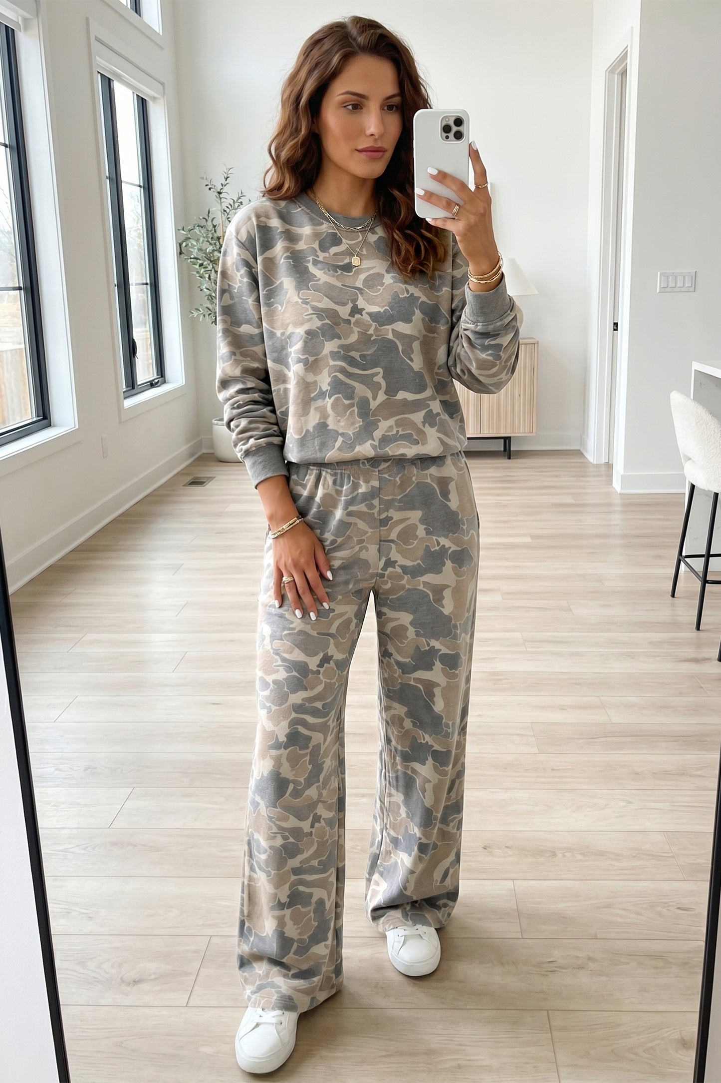 Soft Camo Print Pant Set