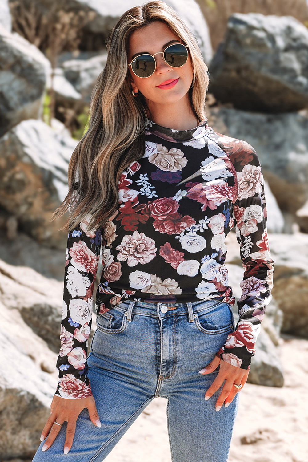 Taylor Black Floral Top