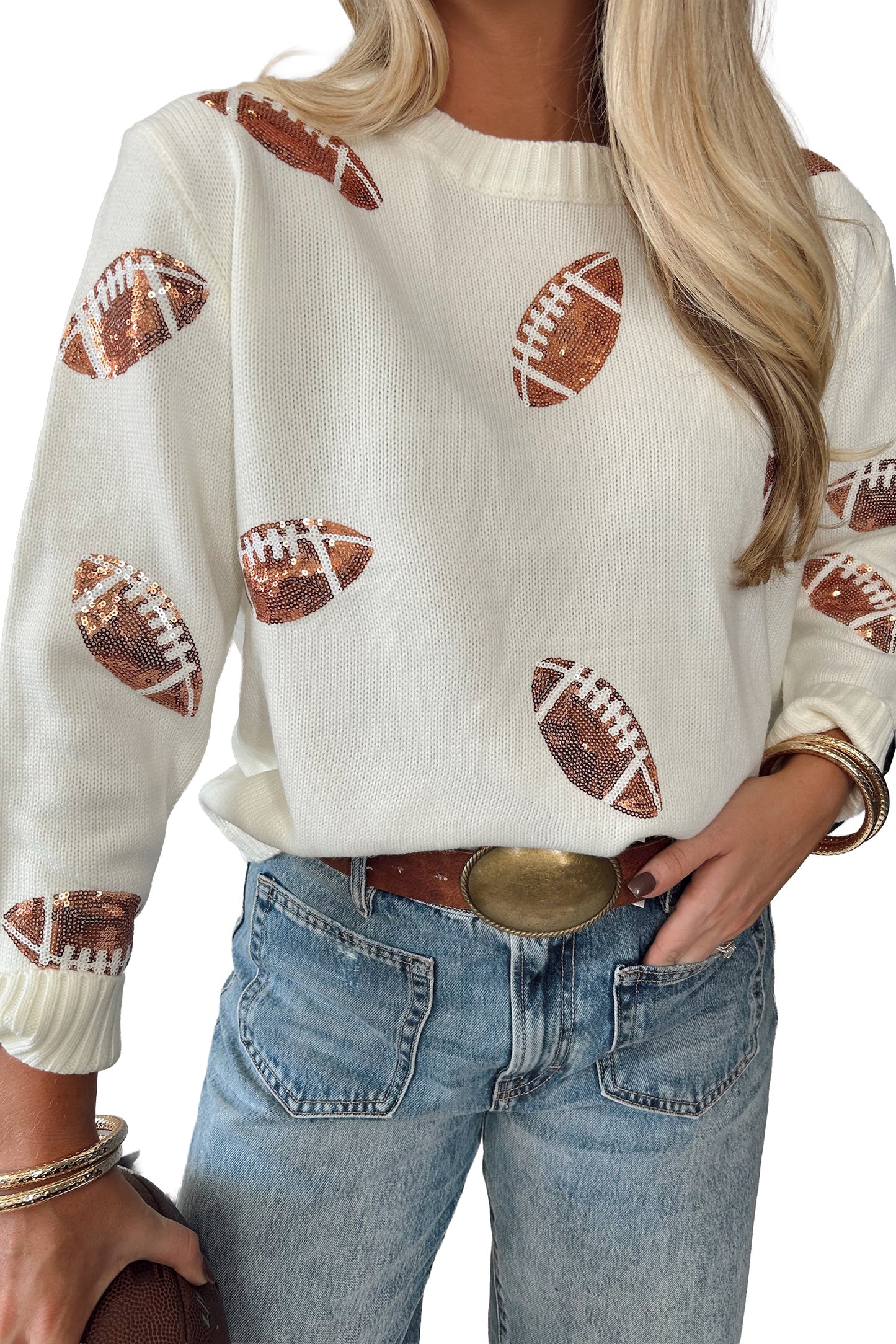 Aurelia Sequined Football Sweater