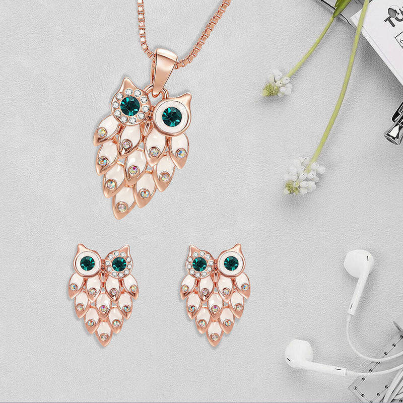 Owl Necklace and Earrings