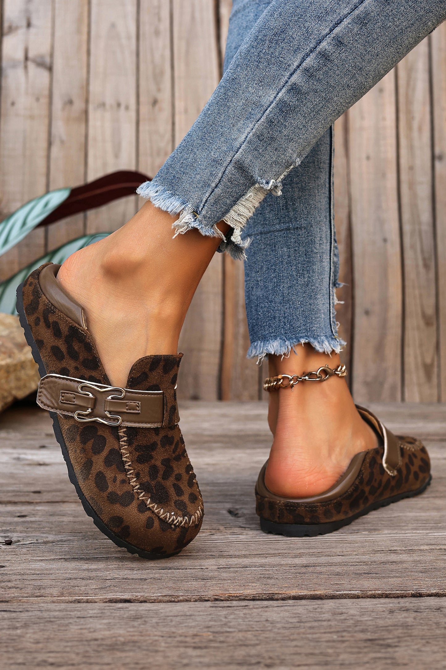 Khaki Vegan Suede Slip-On Flat