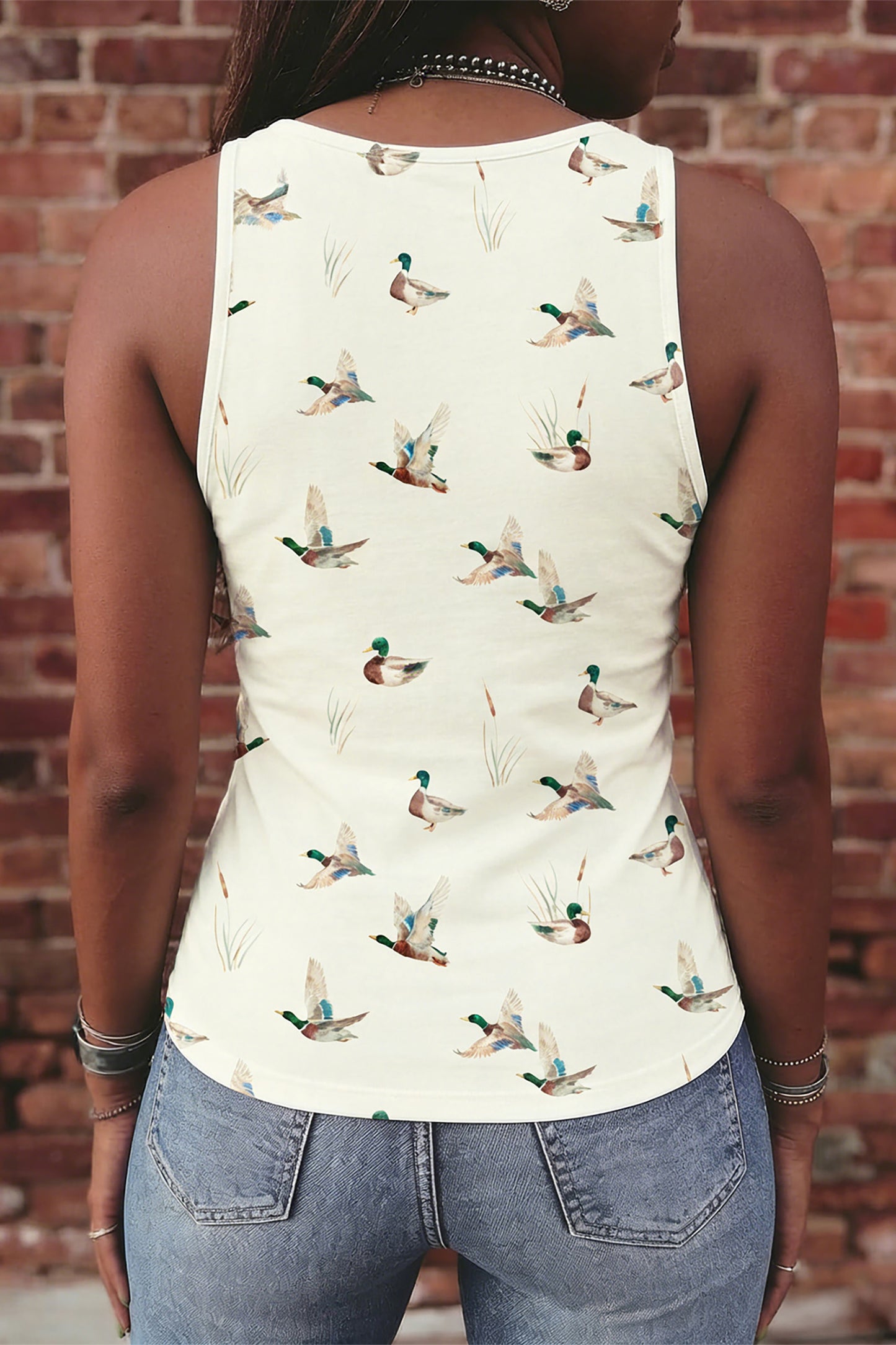 Beige Mallard Print Top