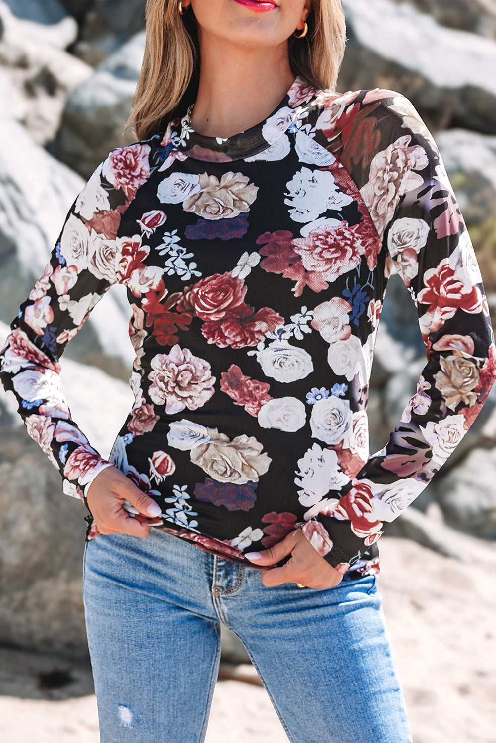 Taylor Black Floral Top