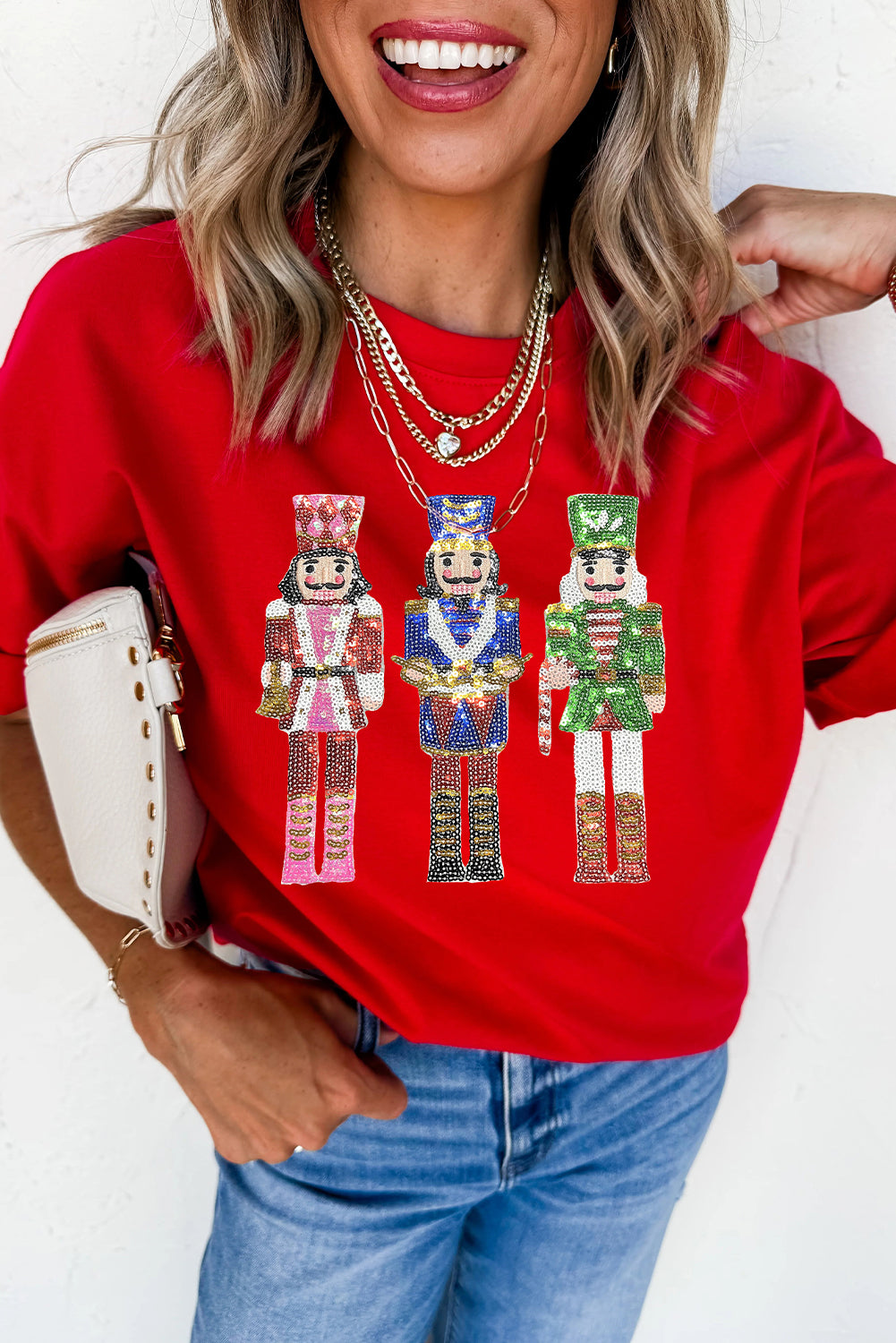 Sequined Nutcracker Sleeve Tee