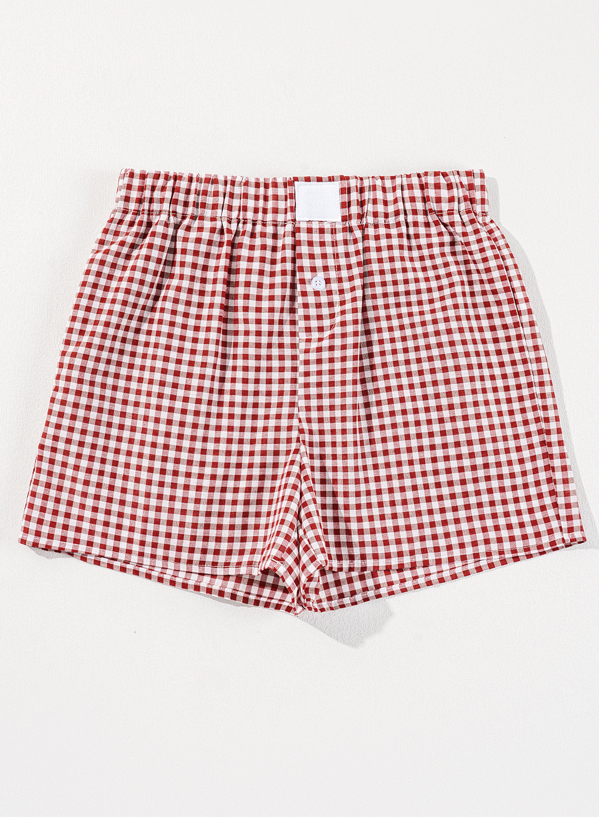 Red Gingham Printed High Waist Shorts