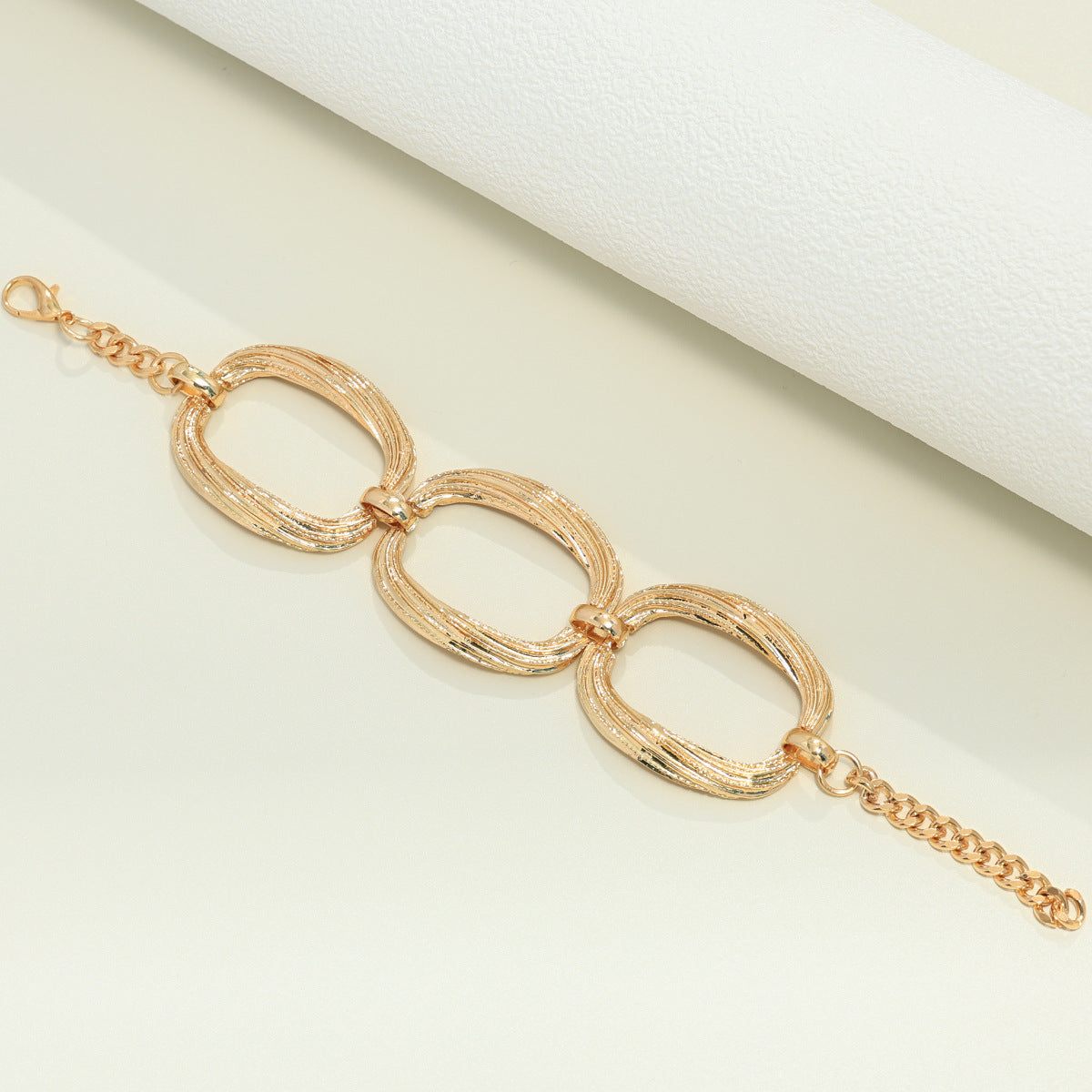 Gold Link Necklace Bracelet Set