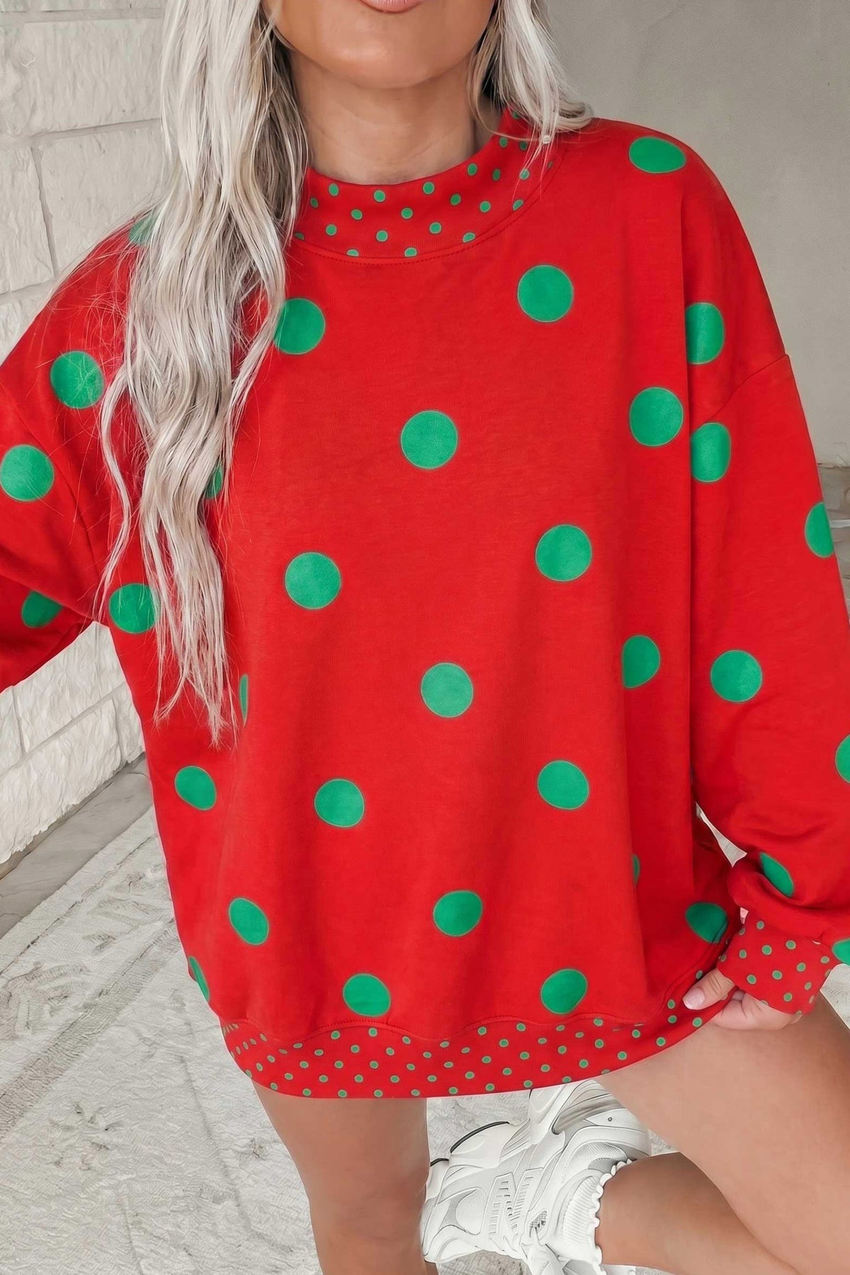 Green Polka Dot Sweatshirt