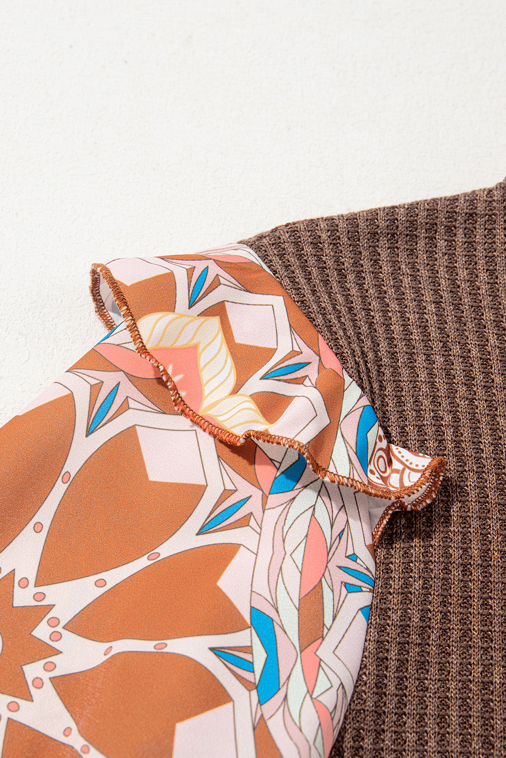 Kelly Top Coffee Ruffled Patchwork