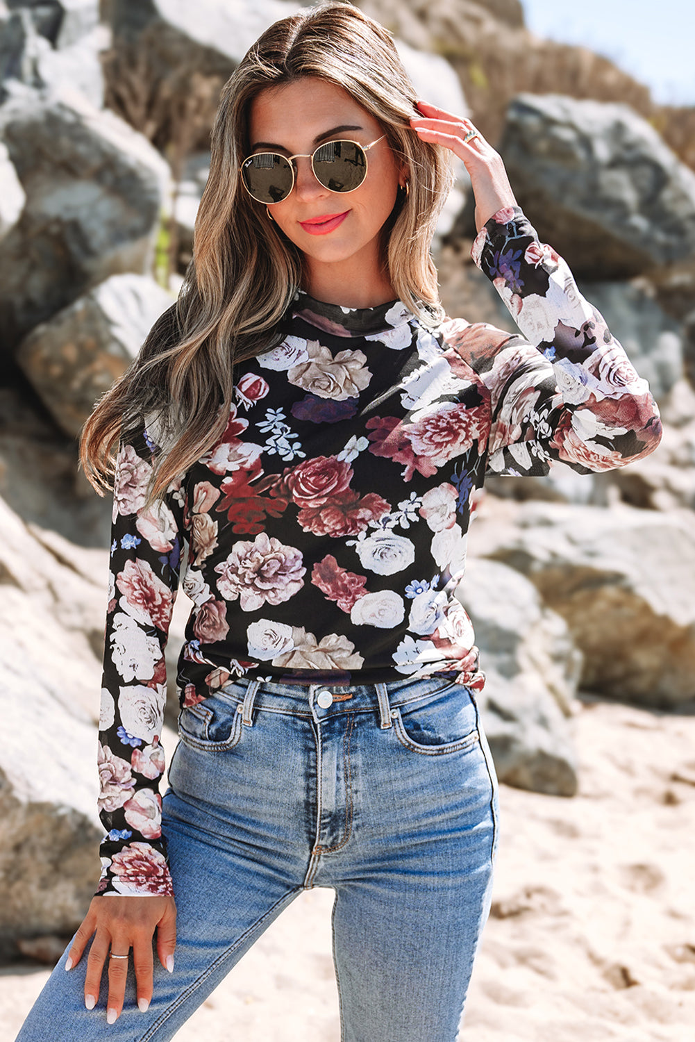 Taylor Black Floral Top