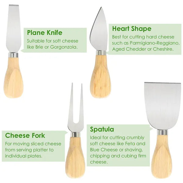 Bamboo Charcuterie Cheese Board Platter Board Serving Tray With Cutlery Set For Wedding Birthdays Christmas