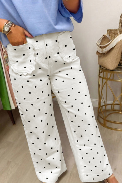 Isla Polka Dot Scallop Pocket Pants