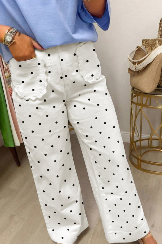 Isla Polka Dot Scallop Pocket Pants
