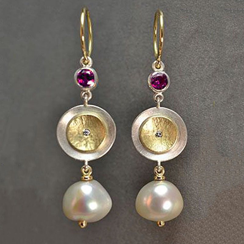 Pearl Plum Red rhinestone earring