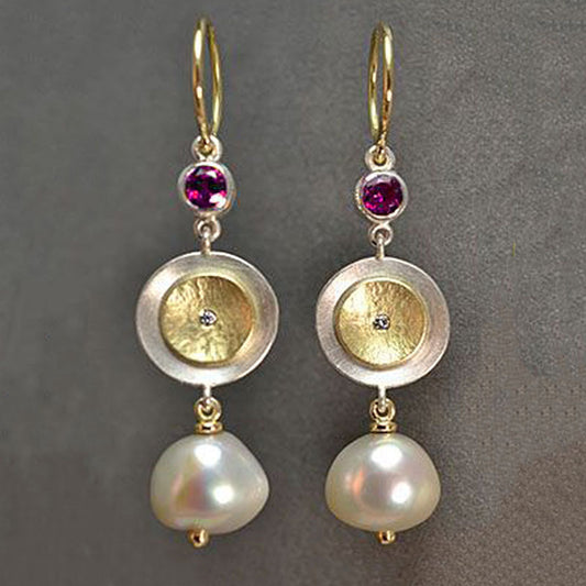 Pearl Plum Red rhinestone earring