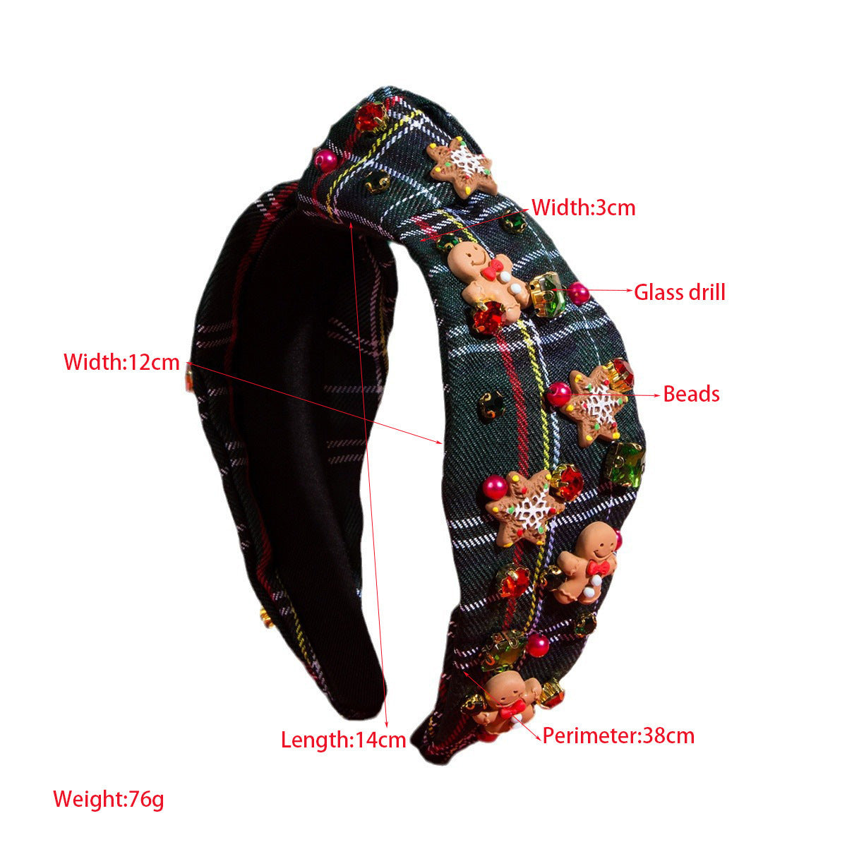 Christmas Red And Green Lattice Gingerbread Man Headband