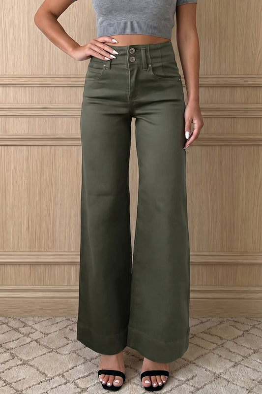 Mist Green High Waist Wide Leg Jeans