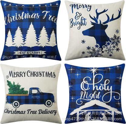 Christmas Snowman Reindeer Gloves Eucalyptus Throw Pillow Covers, 18 X 18 Inch Winter Holiday Stripes Cushion Case Decoration For Sofa Couch Set Of 4