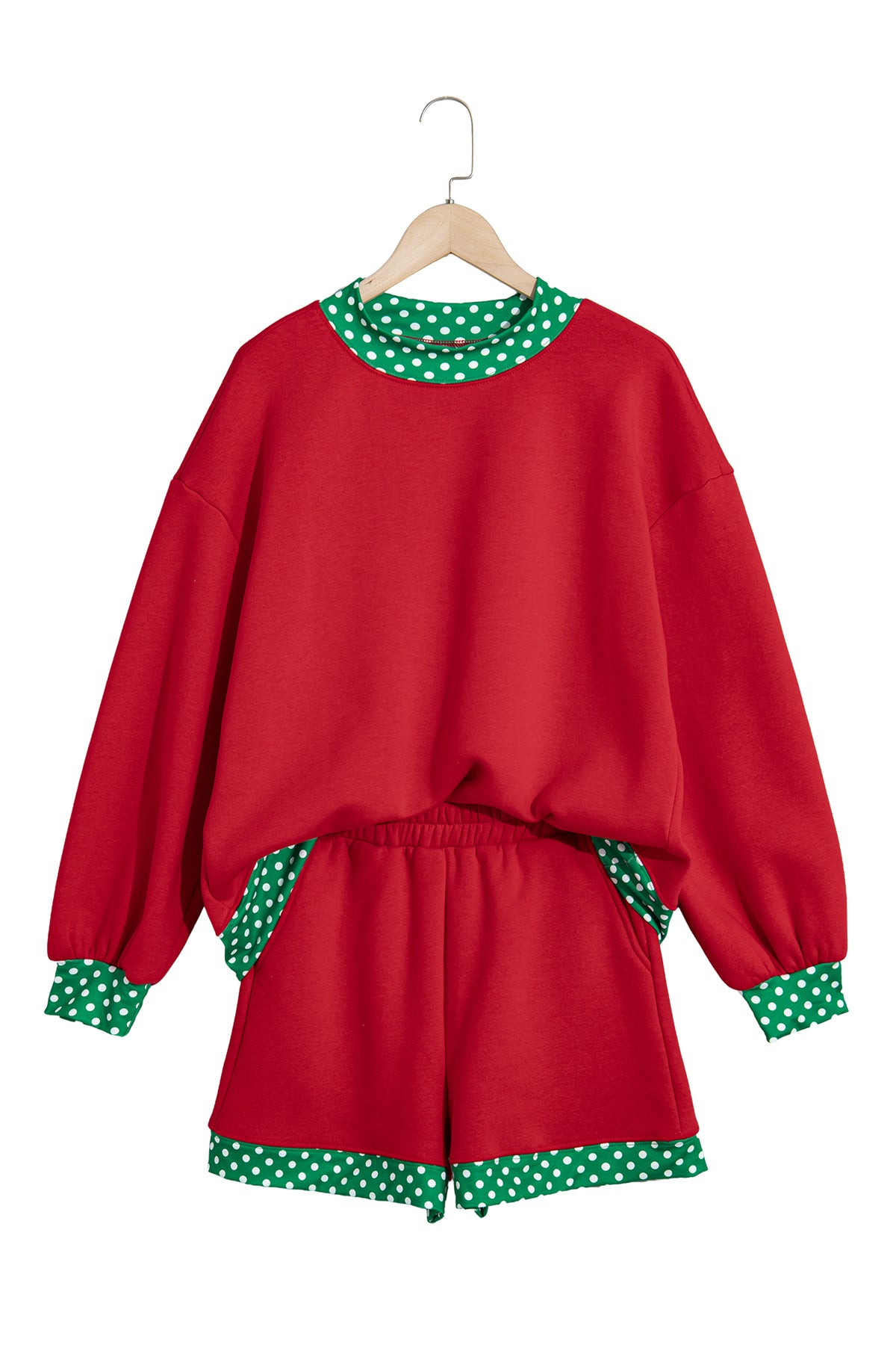 Gingham Trim Pullover Short Set