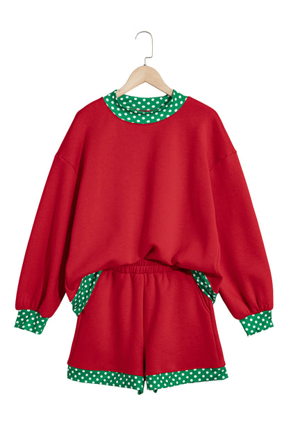 Gingham Trim Pullover Short Set