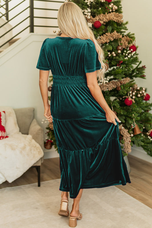 Phoebe Dress Velvet Evergreen