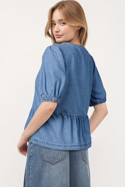 Sallly J  Tie Front Denim Shirt