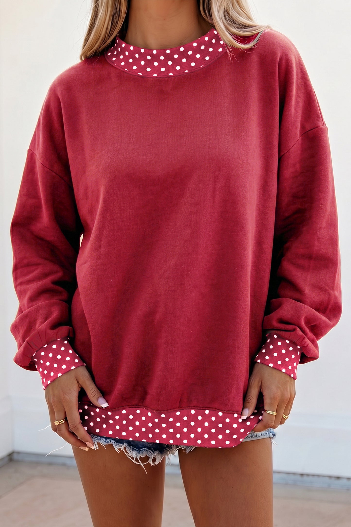 Garnet Polka Dot Oversized Sweatshirt