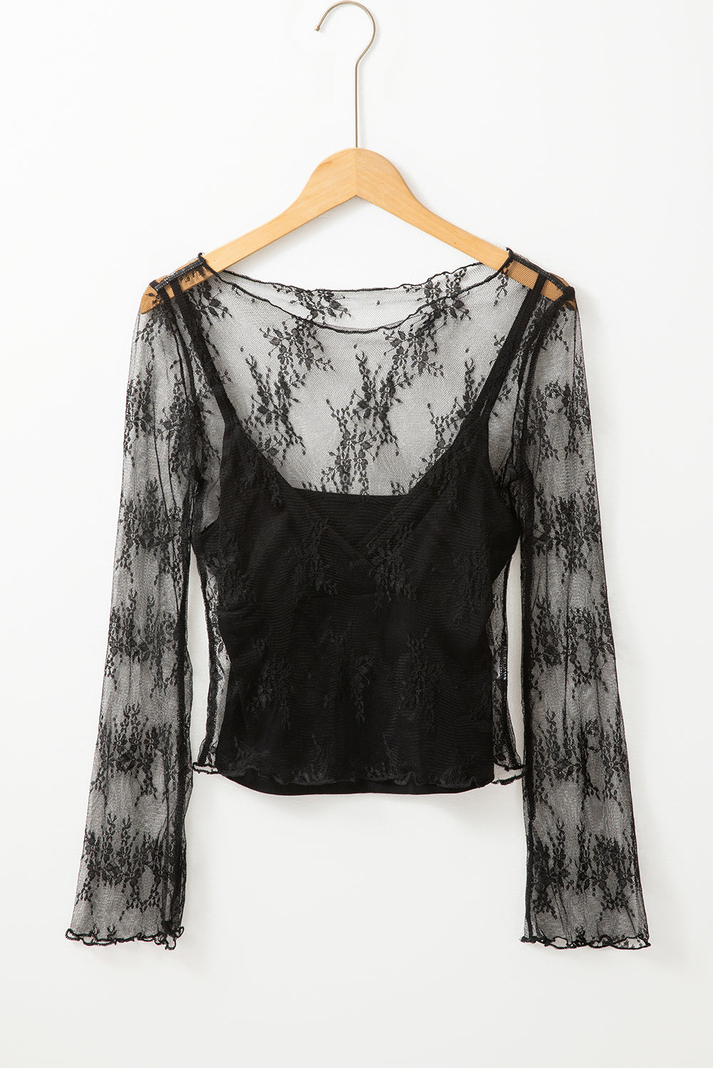 Mia Top Black Lace Long Sleeve Blouse