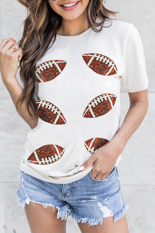 White Sequined Rugby Football TShirt