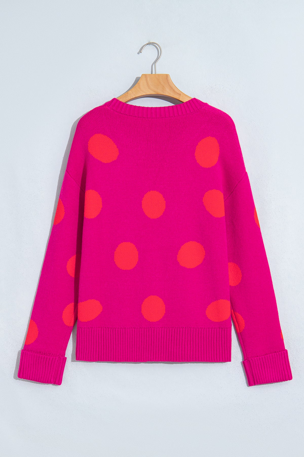 Strawberry Pink Playful Cozy Polka Dot Sweater