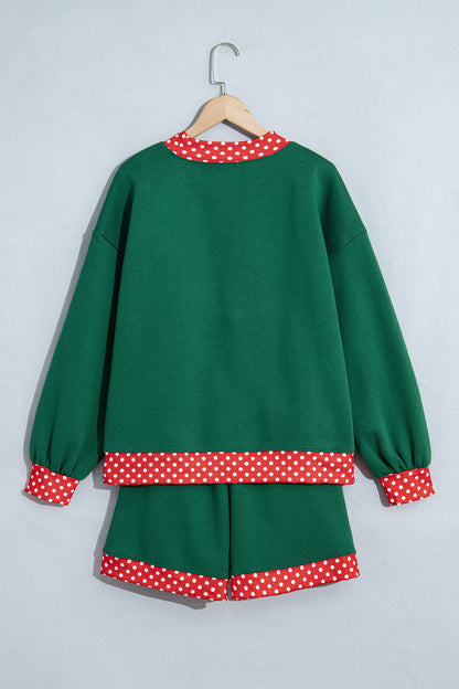 Gingham Trim Pullover Short Set