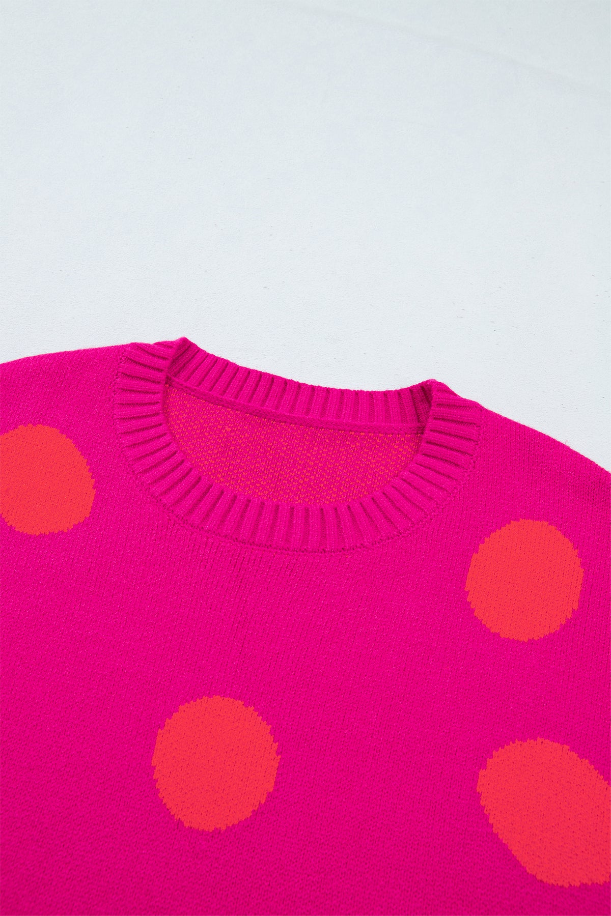 Strawberry Pink Playful Cozy Polka Dot Sweater