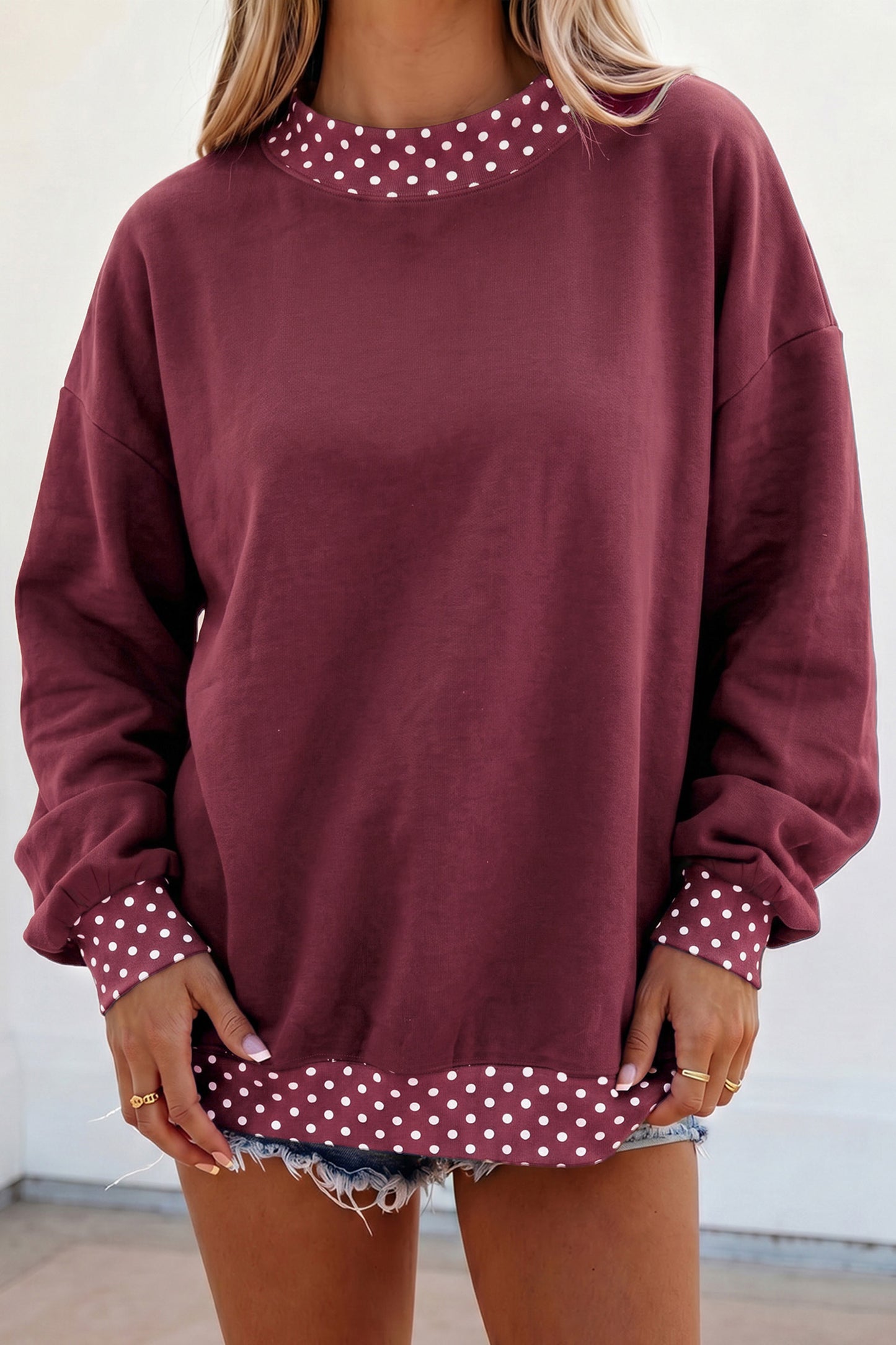 Garnet Polka Dot Oversized Sweatshirt