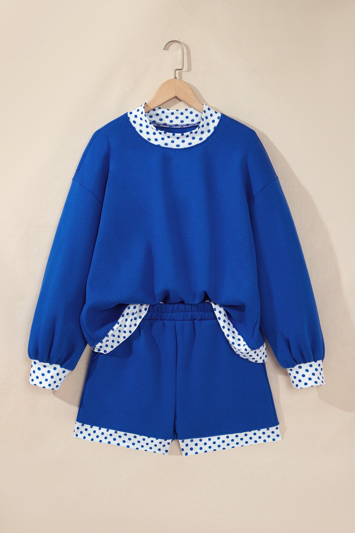 Gingham Trim Pullover Short Set