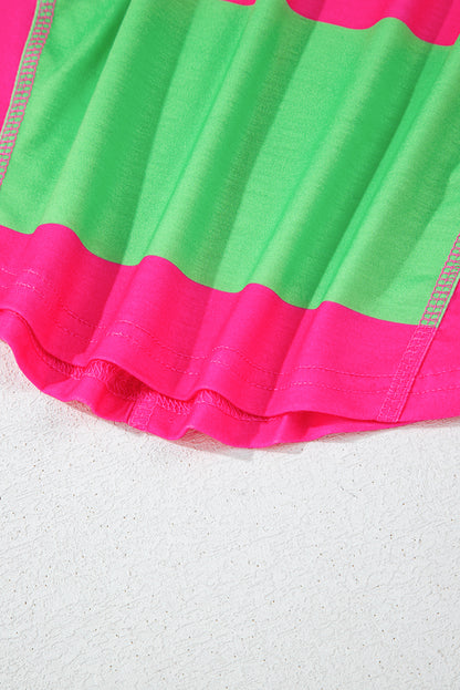 Lucy Top Light Green and Fuchsia Color Block