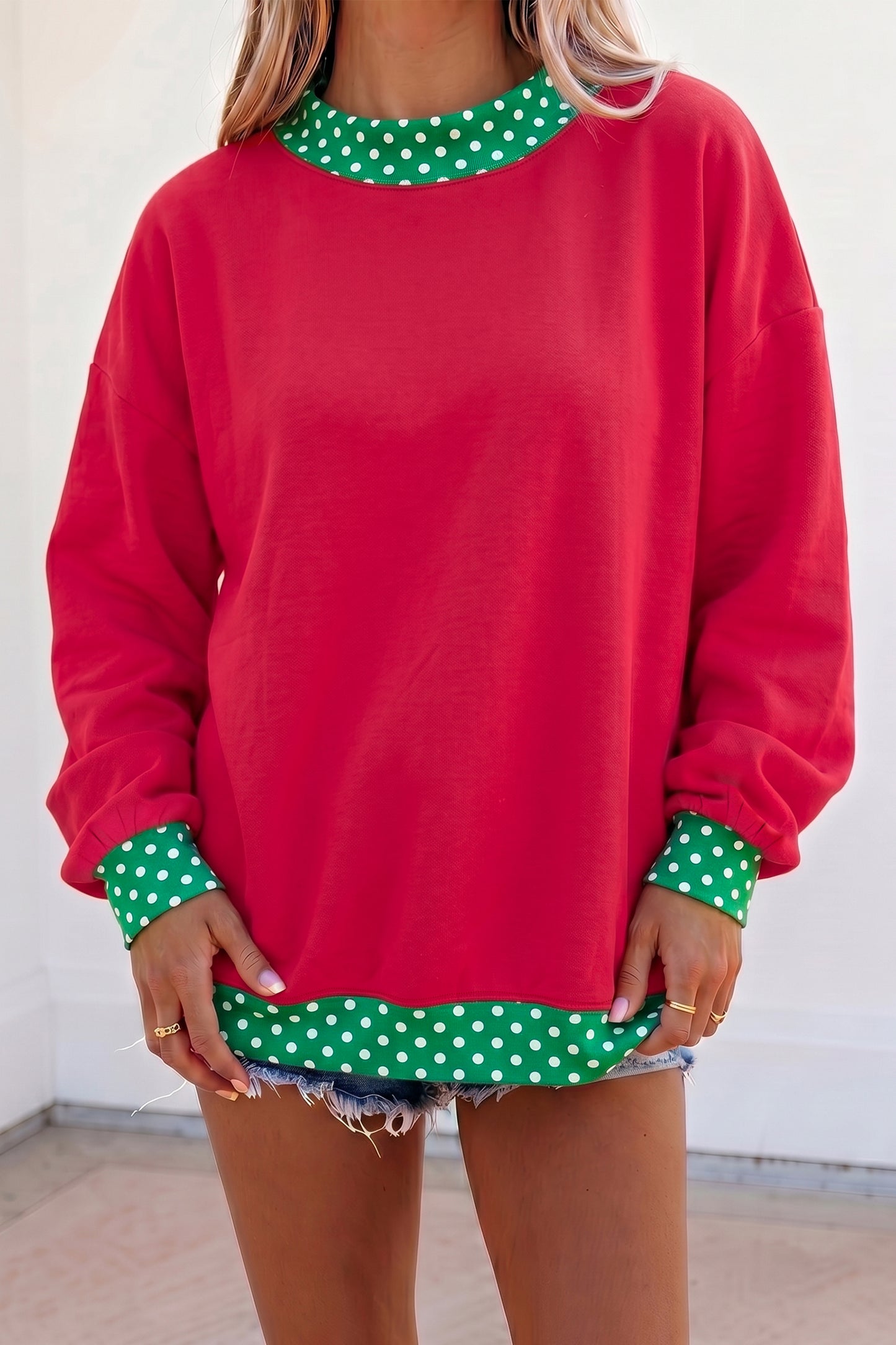 Garnet Polka Dot Oversized Sweatshirt