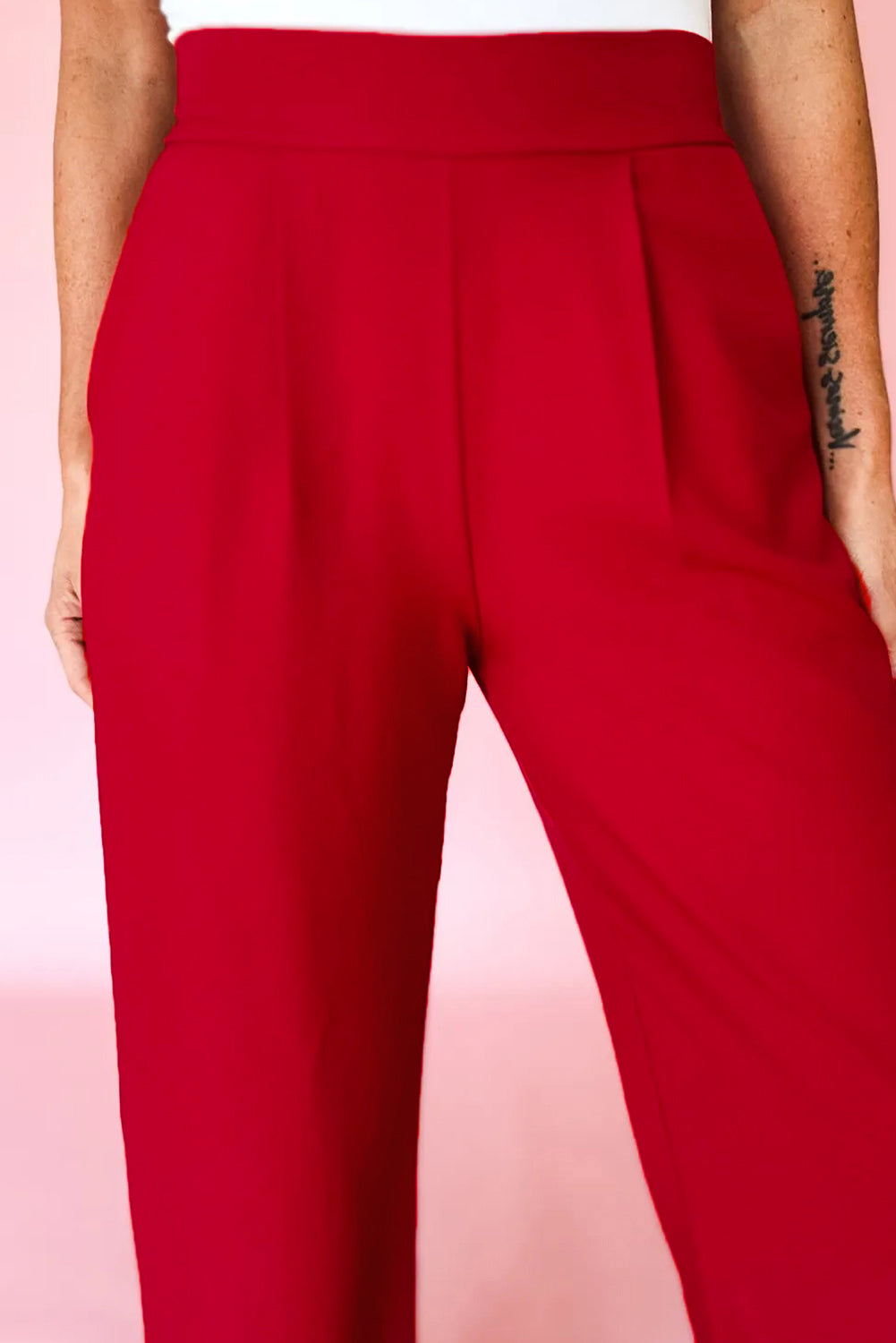 Pleated High Waist Wide Leg Dress Pants