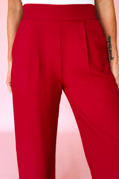 Pleated High Waist Wide Leg Dress Pants