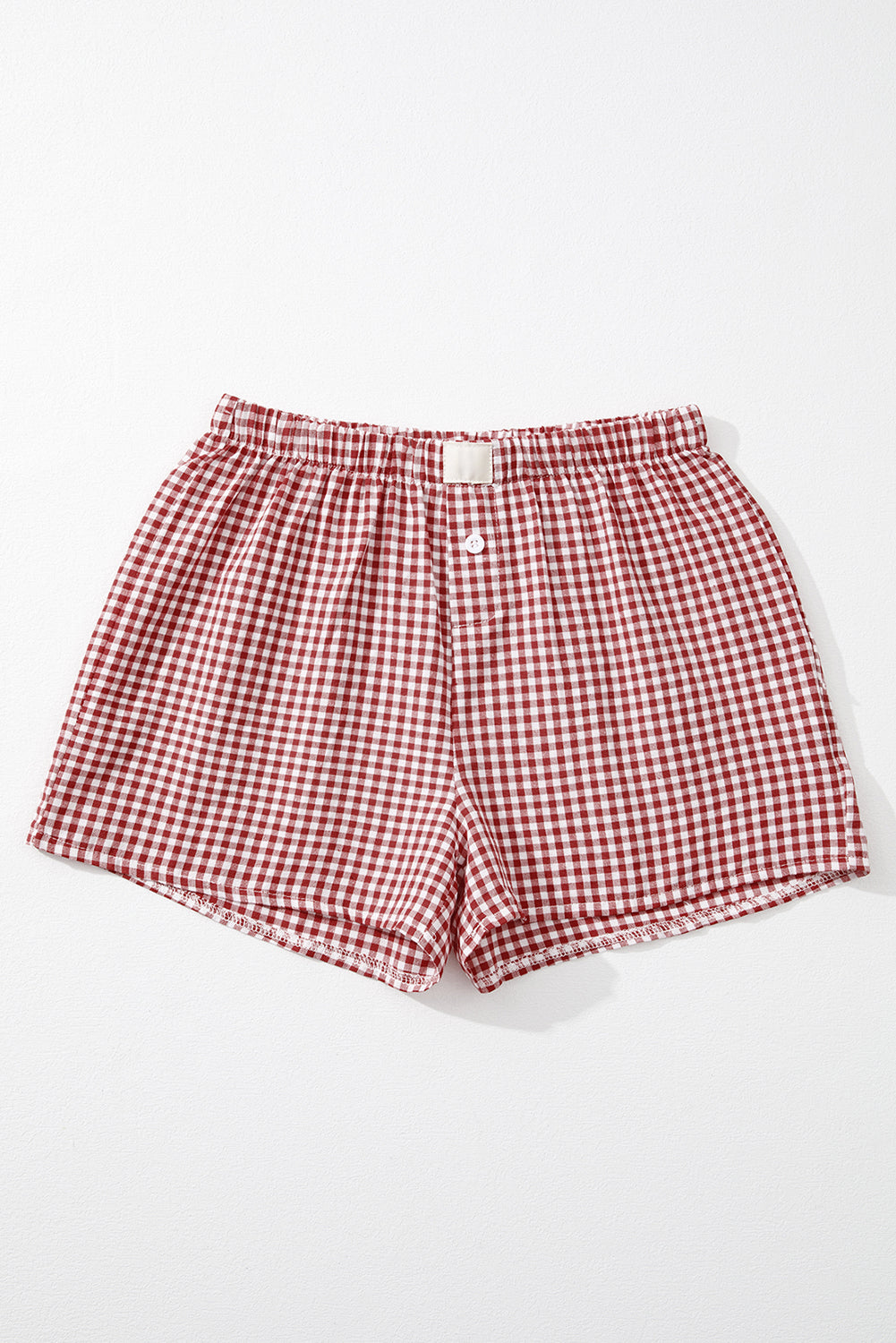 Red Gingham Printed High Waist Shorts