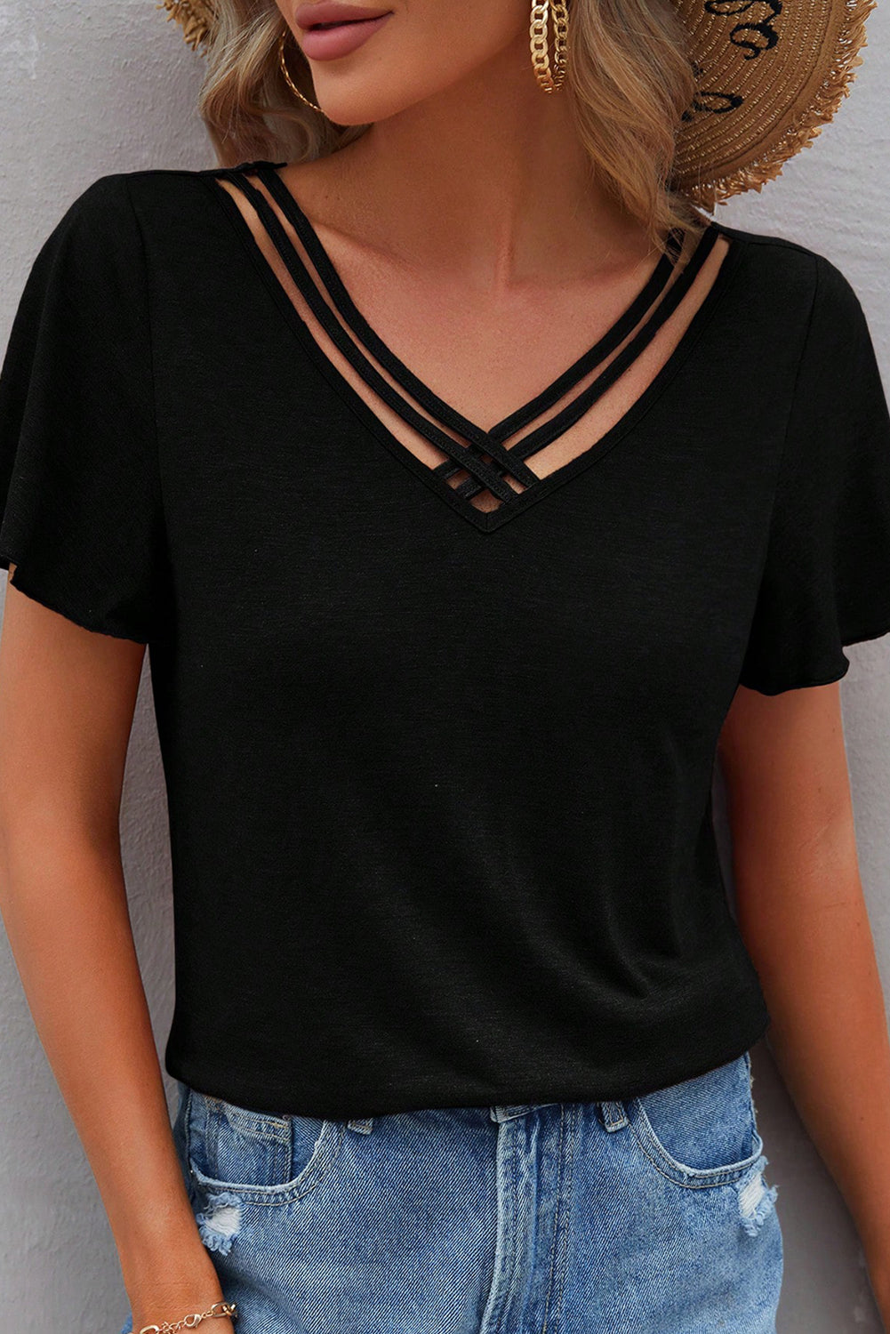 Crisscross  Tee in Black