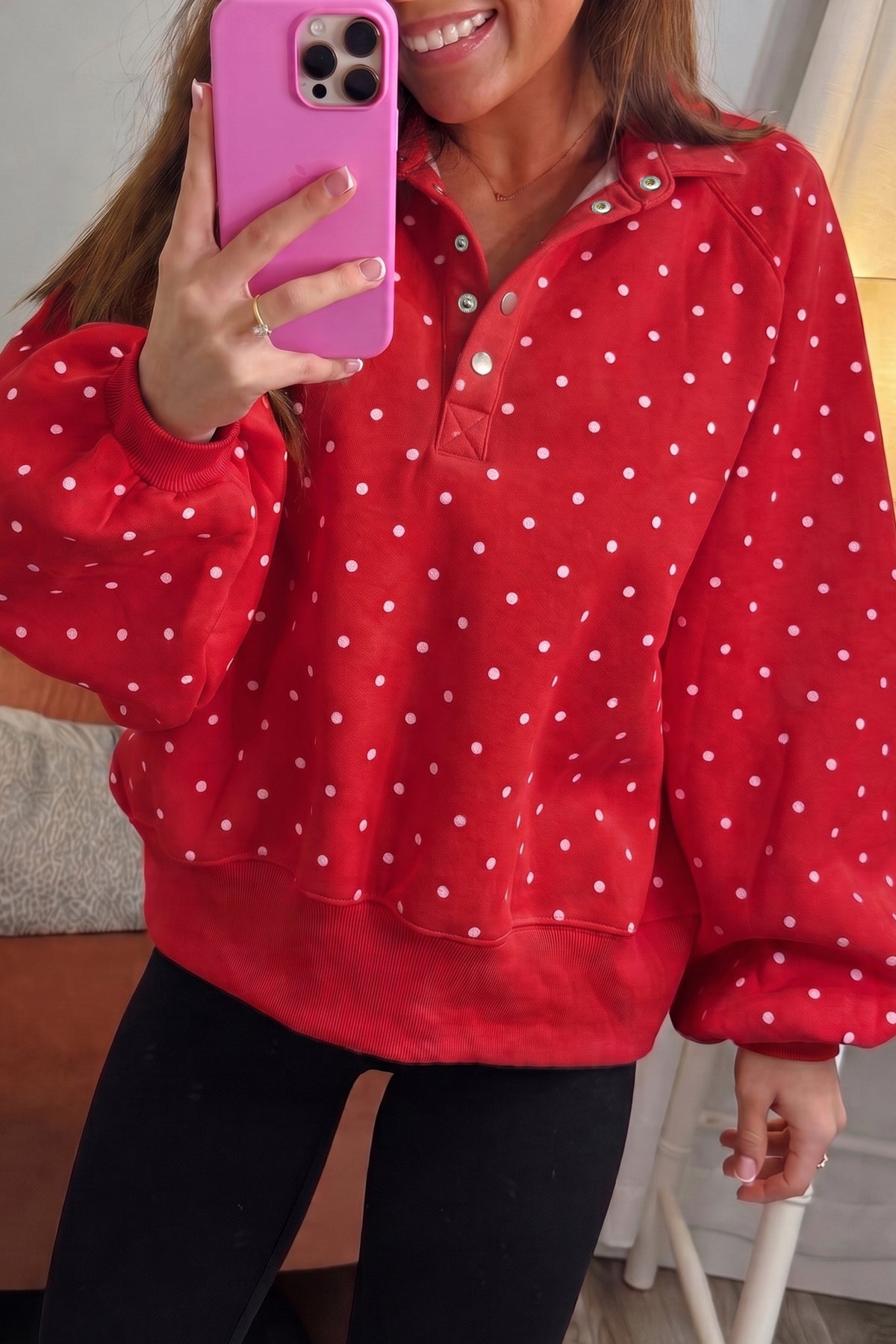 Polka Dot Pullover Sweatshirt