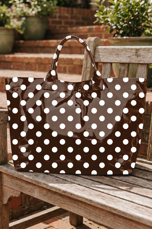 Black Polka Dot Glossy Tote Bag