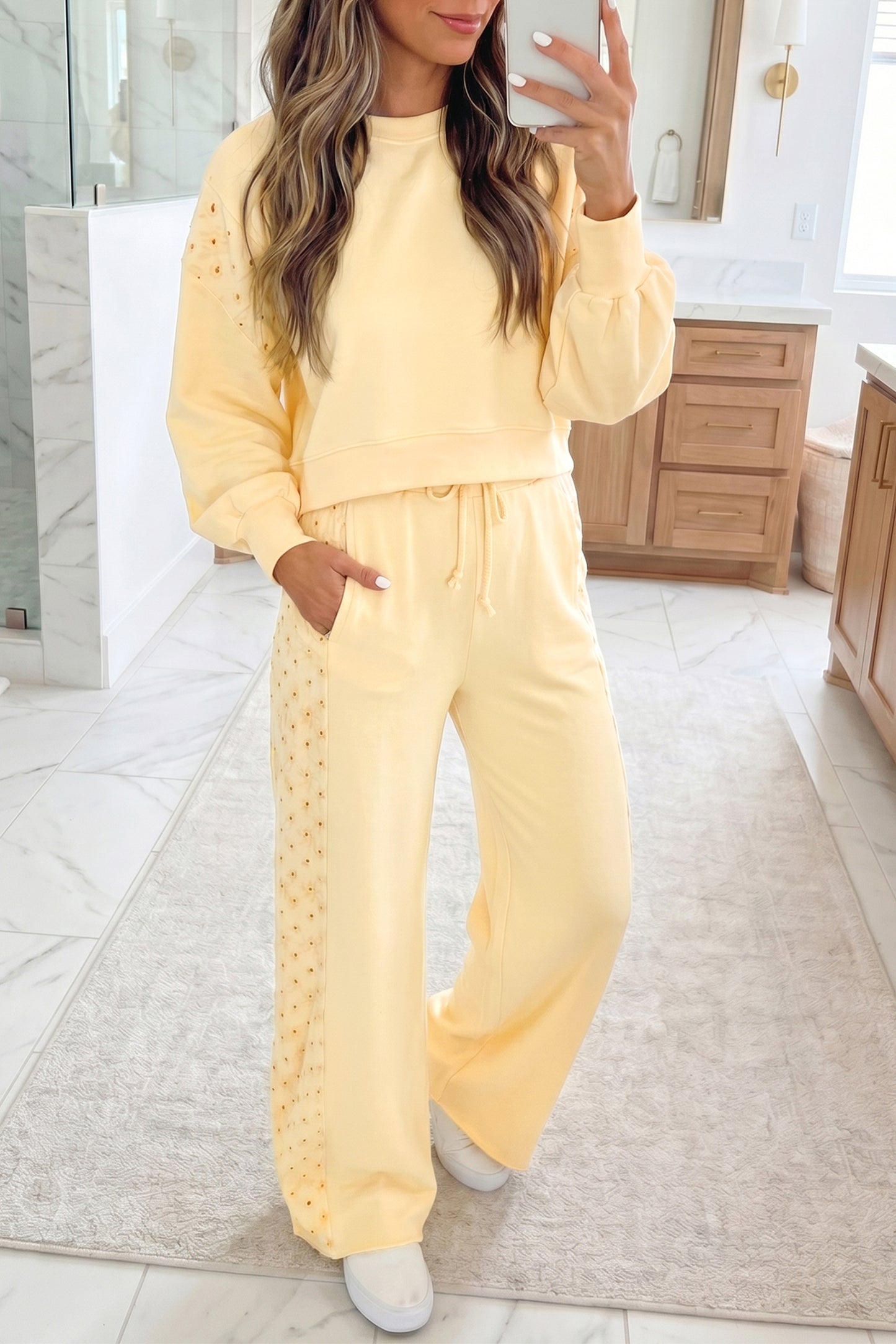 The Eyelet Cropped Pant Set