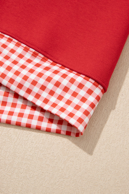 Gingham Trim Pullover Short Set