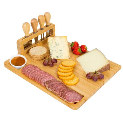 Bamboo Charcuterie Cheese Board Platter Board Serving Tray With Cutlery Set For Wedding Birthdays Christmas