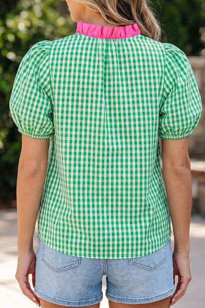 Sawyer Gingham Bubble Sleeve Top