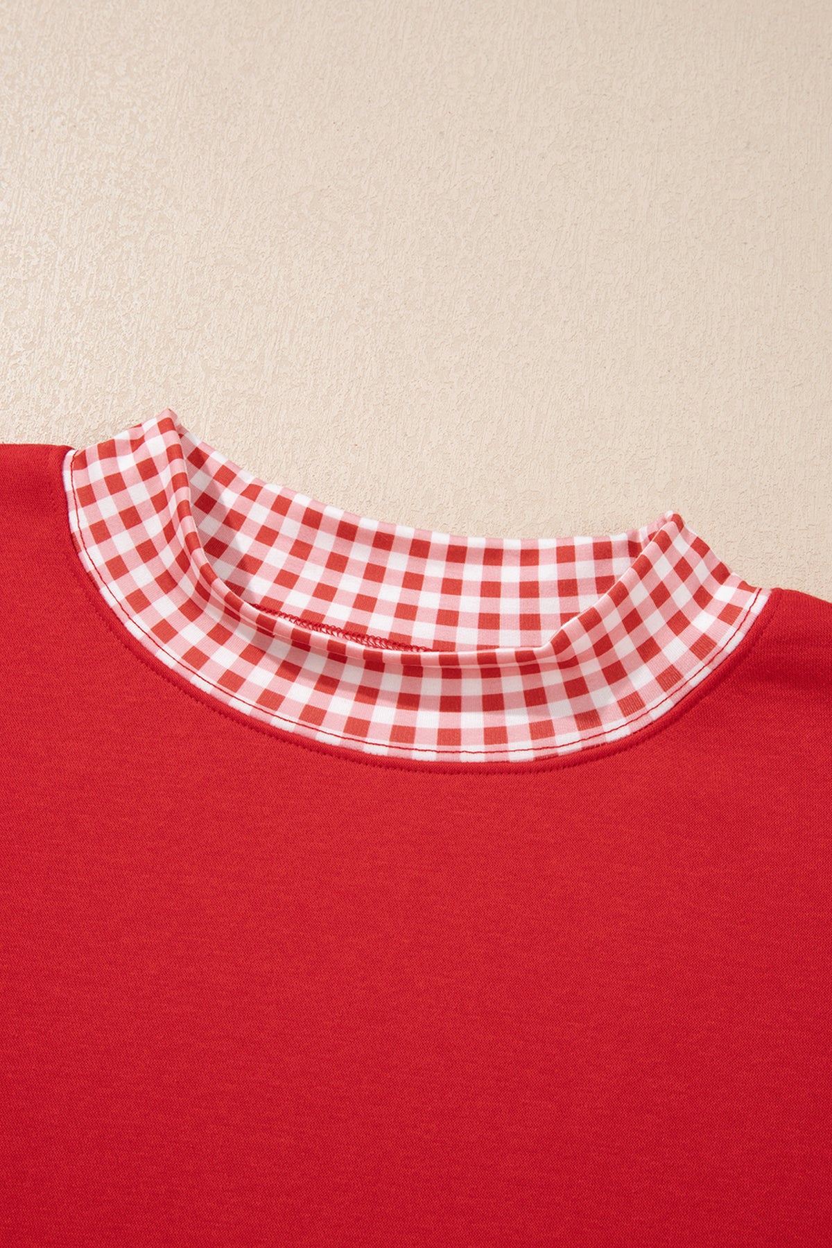 Gingham Trim Pullover Short Set