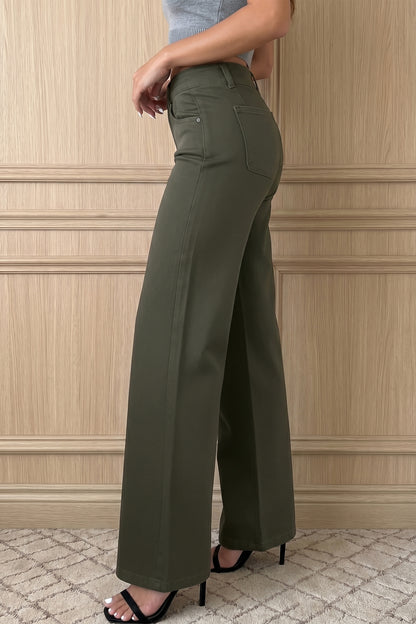 Mist Green High Waist Wide Leg Jeans