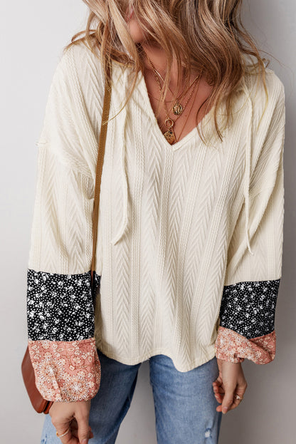 Audrey Beige Floral Patchwork Top